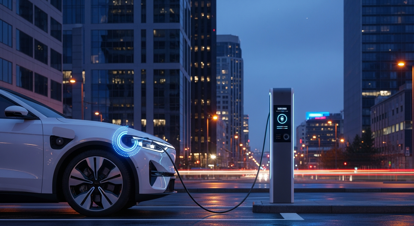 Electric vehicle charging at a station
